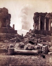 Taormina, Teatro greco e eruzione di fumo dell’Etna, Giovanni Crupi, 18. Mai 1886